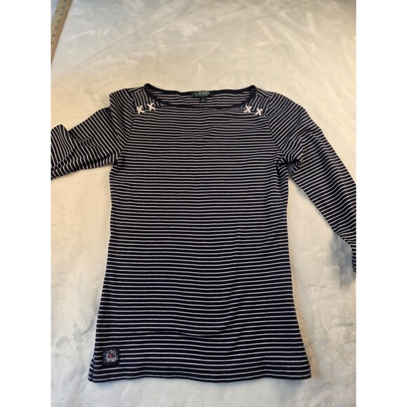 Ralph Lauren Women's Small Blue And White Blouse - Picture 3 of 9